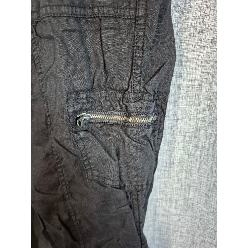Athleta Black 100% Linen Cargo Jogger Pants Size 8 Utility Pockets - Picture 2 of 8